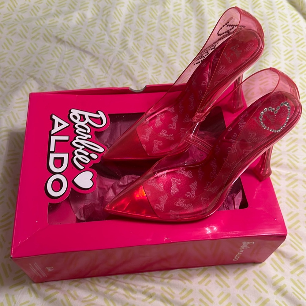 Hot Pink Clear Slingback Heels